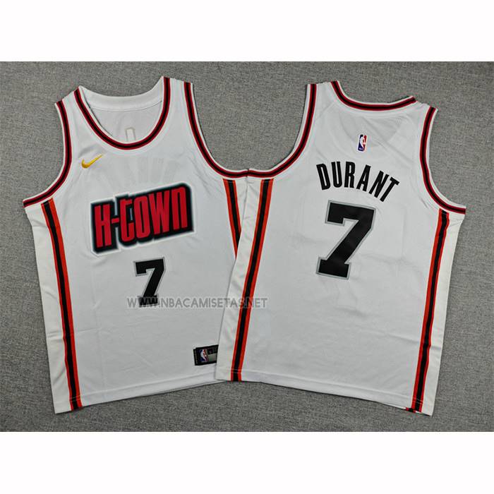 Camiseta Nino Houston Rockets Kevin Durant NO 7 Ciudad 2024-25 Blanco